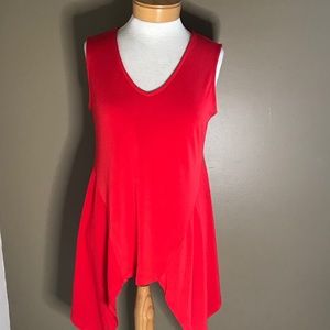 Beige Sleeveless red shark bite top